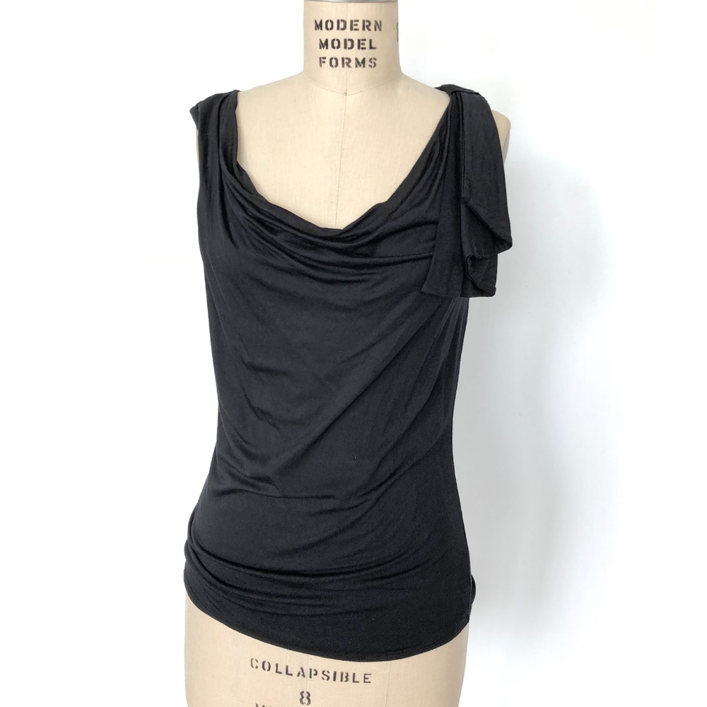 MICHAEL KORS - Black Drape front Knit Top